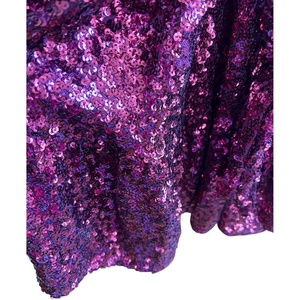 NWT Betsy & Adam burgundy sequin V-neck crossover dress with sash Sz 2 - Picture 5 of 8